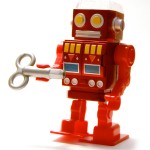 retro red robot