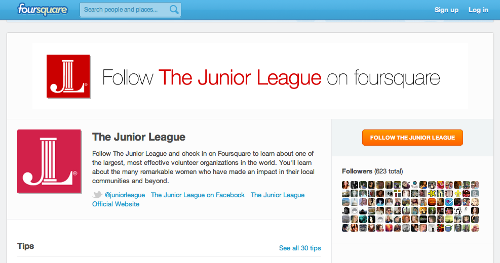 Foursquare page of The Association of Junior Leagues International, Inc.