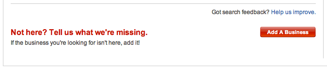 "Add a Business" button on Yelp