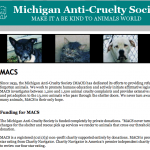 Partial screen grab of MIchigan Anti-Cruelty Society website